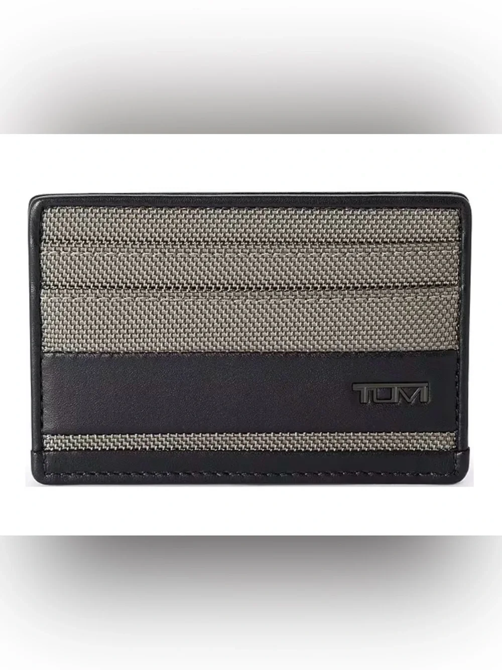 NEW Tumi ALPHA Ballistic Nylon & Leather Slim Card Case - GRAY ALLOY